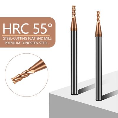 4-Flute Tungsten Carbide End Mill with Chip Flute and 55-Degree Flat Cutting Edge for CHISEL TOOL STEEL and CNC Machines