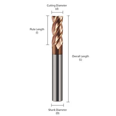 2-4 Flute Tungsten Carbide End Mill with 55-Degree Flat Bottom and 35° Helix Angle for CNC Machining