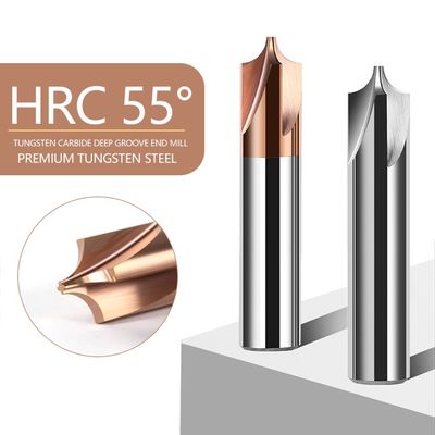 4-Flute Tungsten Carbide End Mill with 55-Degree Internal Radius and 0.6um Grain Size for D4 to D16 Cutting Diameter