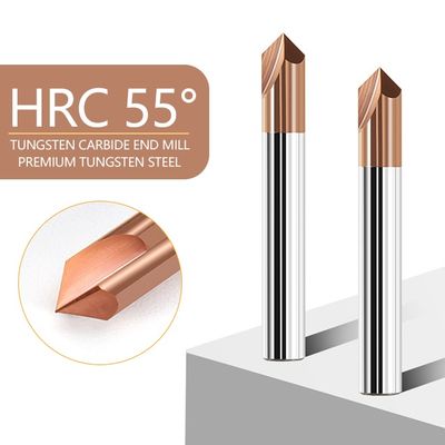 Tungsten Carbide End Mill with 90° Angle and Chamfer for Flat Shape Machining in Steel and Aluminum Alloy