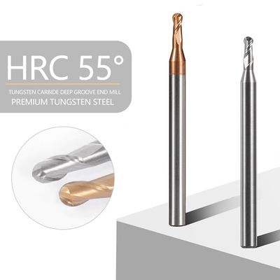 Tungsten Carbide Ball End Mill with 55-Degree Deep Groove and nACo4 Coating for CNC Machining