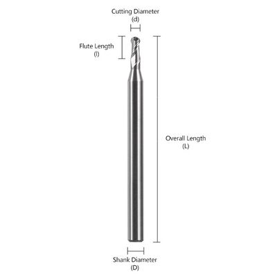 Tungsten Carbide Ball End Mill with 55-Degree Deep Groove and nACo4 Coating for CNC Machining