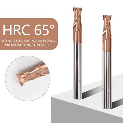 CNC Flat-bottom Tungsten Carbide End Mill with Two Flutes and 55-degree Keyway Cutter for Steel Featuring nACo4 Coating