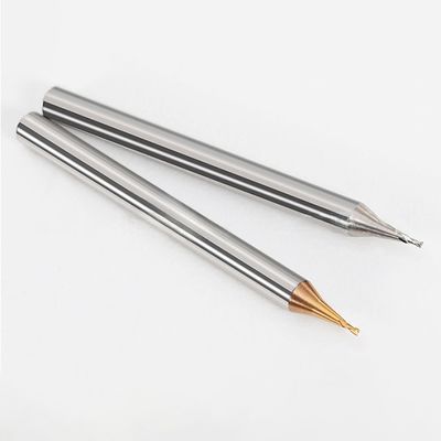 2-flute Tungsten Carbide End Mill with Micro Diameter and 60° Flat Cutting Edge for Steel and Aluminum