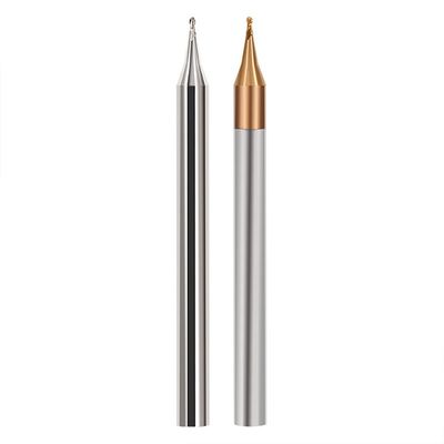 2-flute Tungsten Carbide Ball End Mill with Micro Diameter for 60° Angles in Steel and Aluminum
