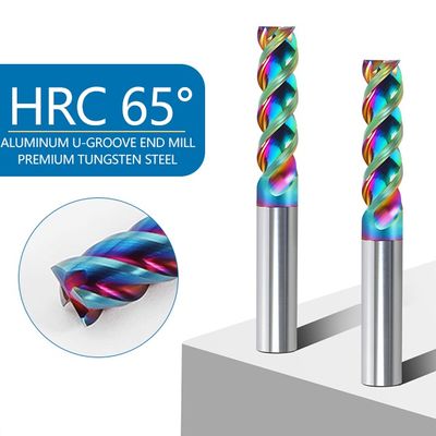 3-flute Tungsten Carbide End Mill with 65° U-groove and Fine-grained 0.6um for High-gloss CNC Machining