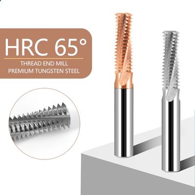 65° Full-thread Tungsten Carbide End Mill for M2 to M48 Threading with Single-tooth Design