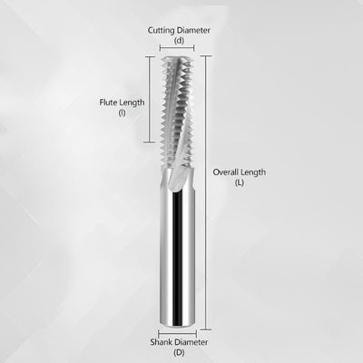 65HRC Full-thread Tungsten Carbide End Mill with 35 Degree Helix Angle for M2, M3, M4, M6 Threading