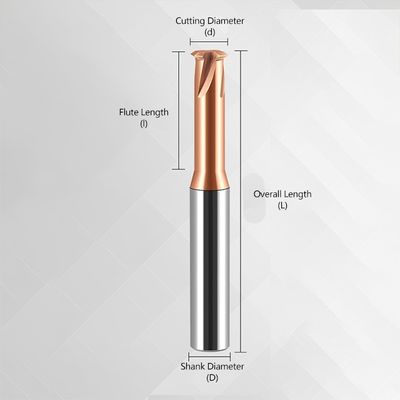 Single-Thread Milling Cutter with 35 Degree Helix Angle for M2, M3, M4, M6 Threads in 0.6um Fine-Grained Tungsten Carbide
