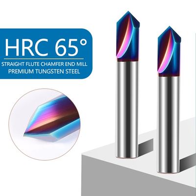 65° Straight Flute Tungsten Carbide End Mill with 65HRC Hardness and 3 Years Warranty for CNC Chamfering