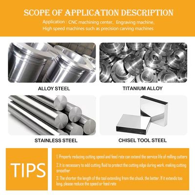 70HRC 4-Flute Bull Nose Tungsten Carbide End Mill with 35 Degree Helix Angle and Balzers Coating for Stainless Steel and Titanium Alloy