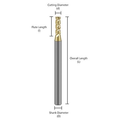 70HRC Tungsten Carbide End Mill with 35° Helix Angle and Alnovz3 Coating for Stainless Steel CNC Tooling