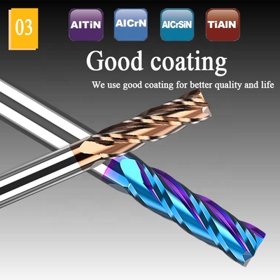 Tungsten Solid Carbide Coated 3mm 8mm 4 Flute Carbide End Mill For Cnc