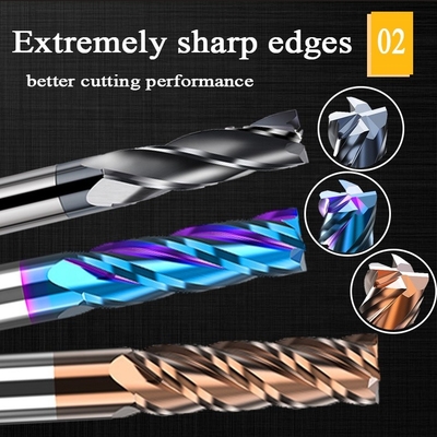 2 4 Flutes Solid Carbide Square Straight Flute Flat End Mill For Lathe